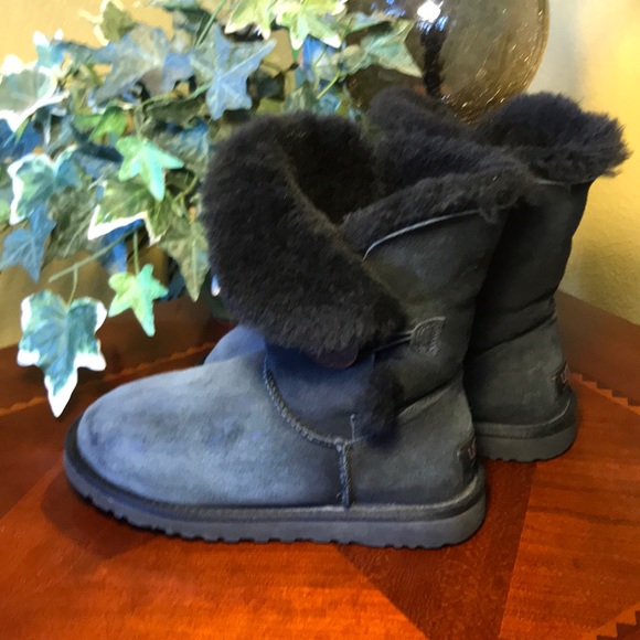 UGG Black Bailey Short Button Boots - Picture 2 of 8